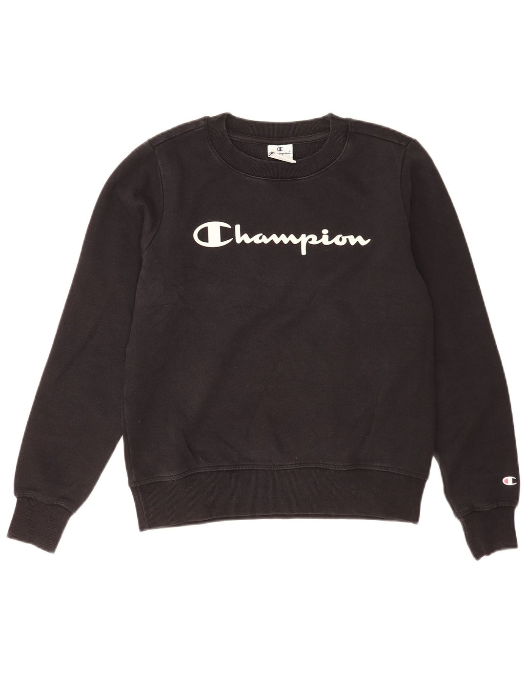 Champion feminino gráfico oversized moletom jumper UK 10 pequeno preto