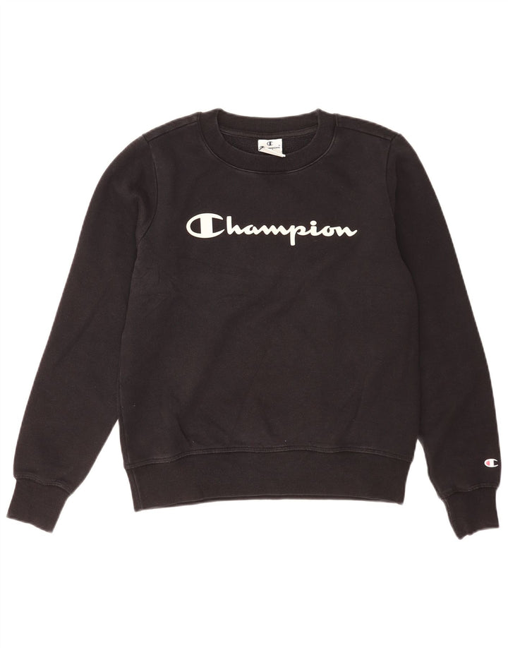 Champion feminino gráfico oversized moletom jumper UK 10 pequeno preto