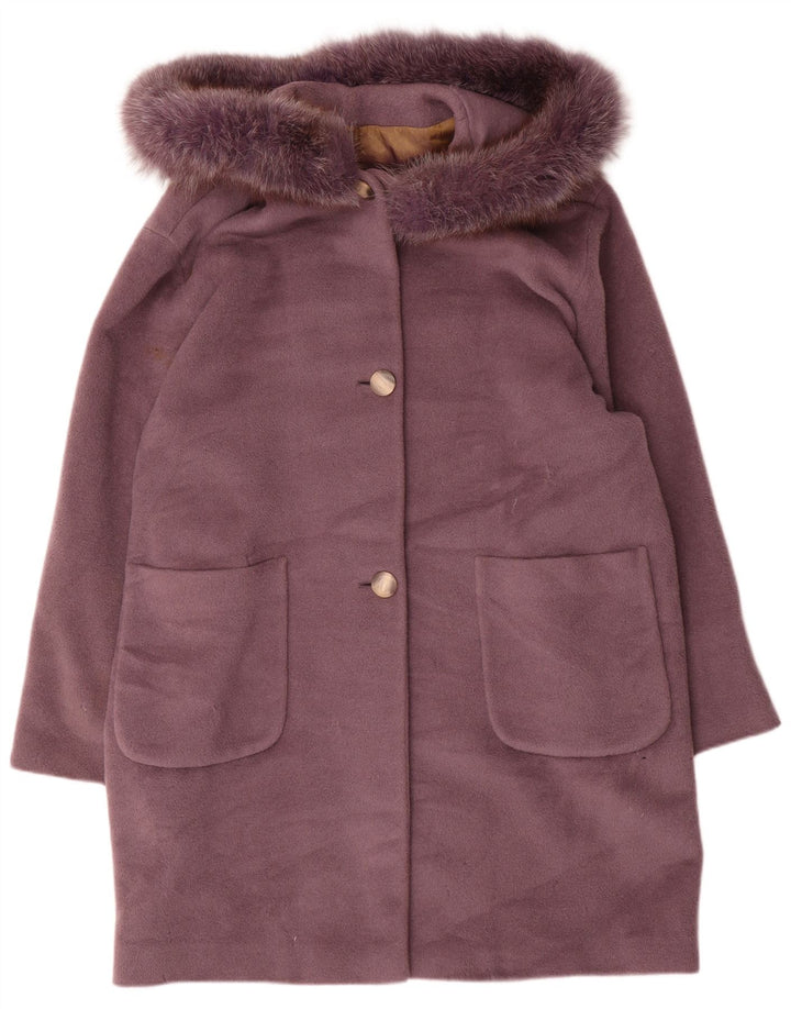 Sobretudo feminino Armorica com capuz grande IT 46 grande lã roxa