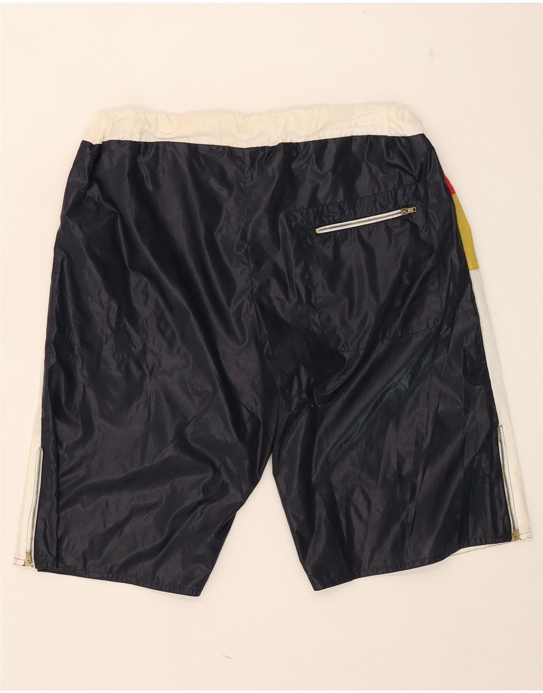 Shorts de natação masculino vintage IT 52 grande bloco colorido multicolorido Nylon