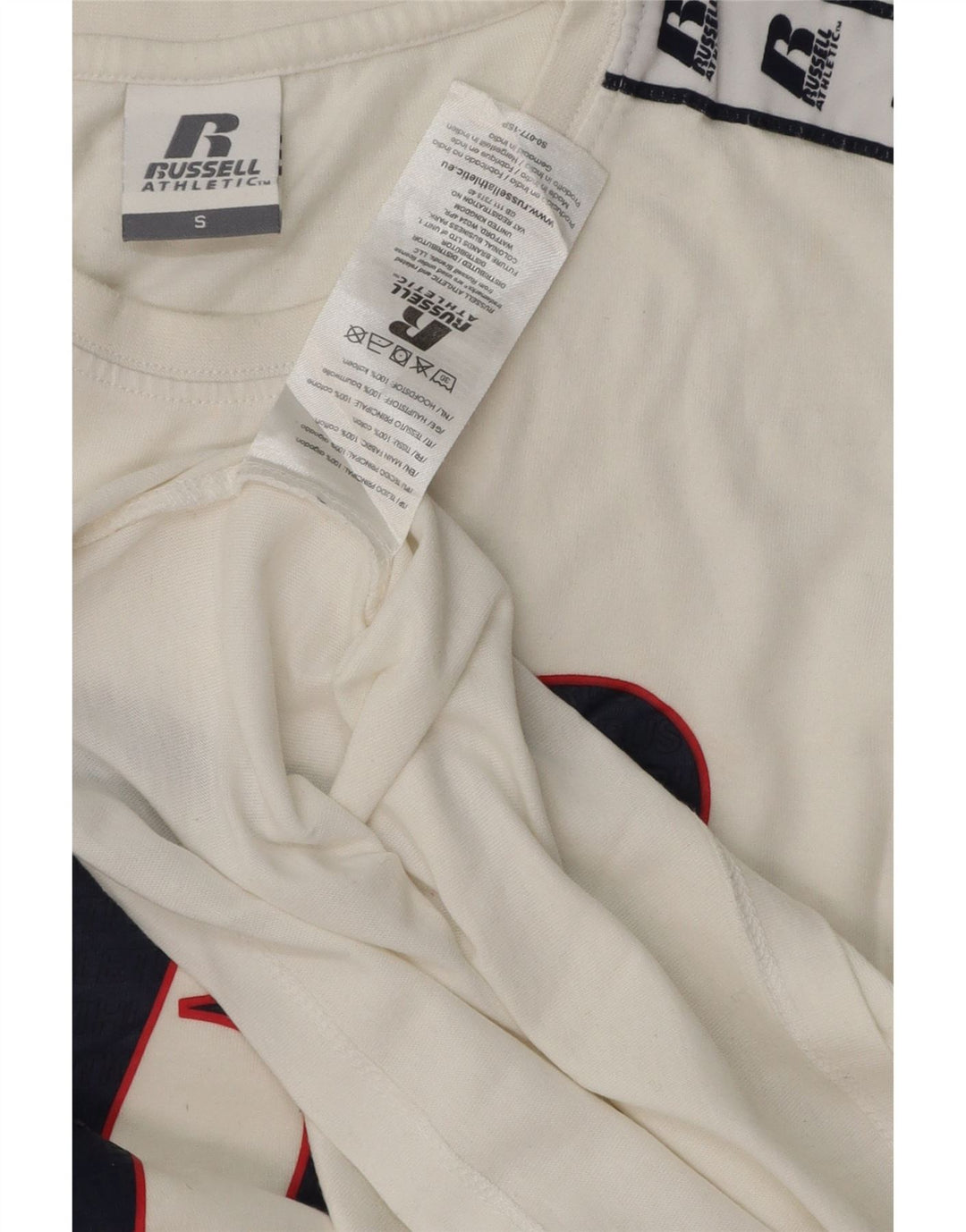 Camiseta feminina gráfica RUSSELL ATLÉTICO pequeno algodão branco