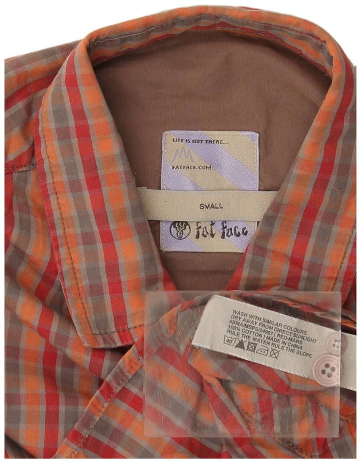 Camisa masculina Fat Face pequena de algodão xadrez multicolorido