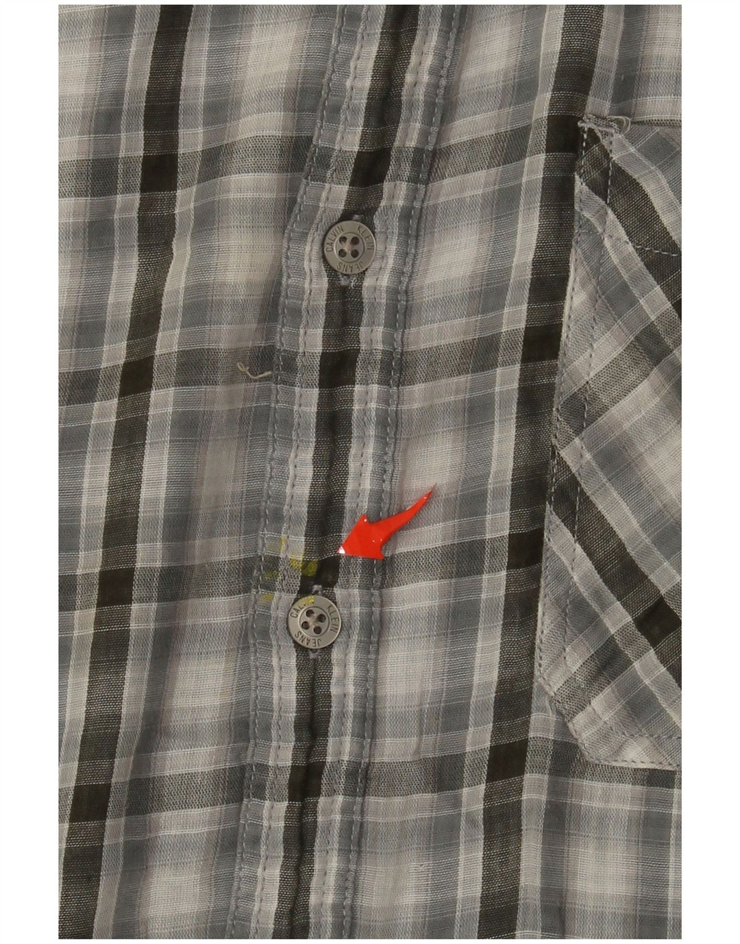 Camisa militar masculina Calvin Klein Jeans XL cinza xadrez algodão