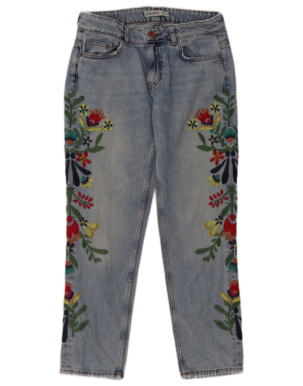ZARA Womens Tapered Jeans EU 34 2XS W24 L26 Blue Floral