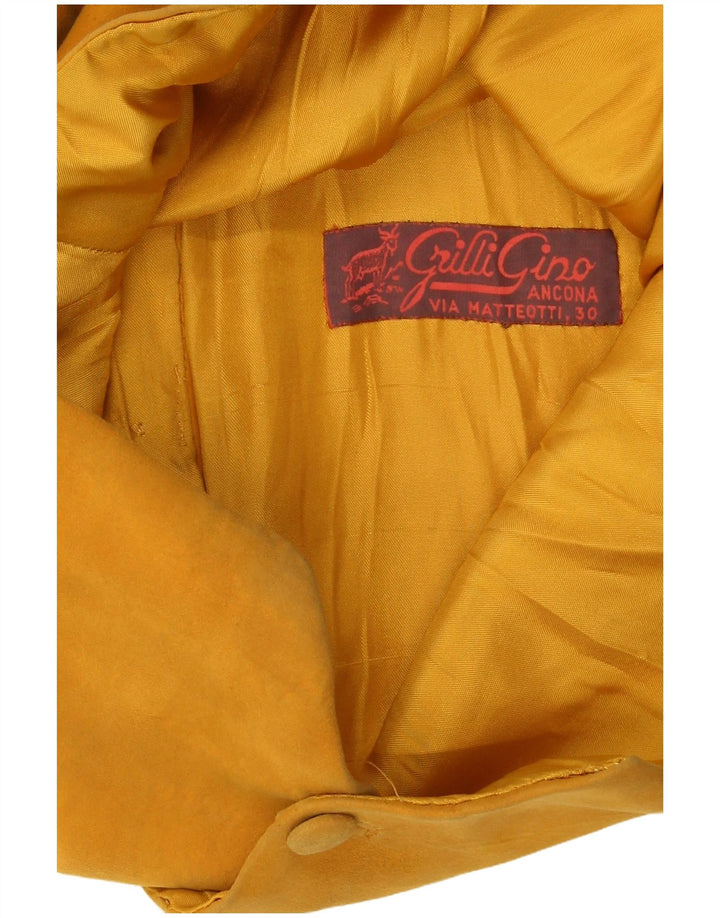 Colete de camurça vintage feminino UK 8 pequeno bege