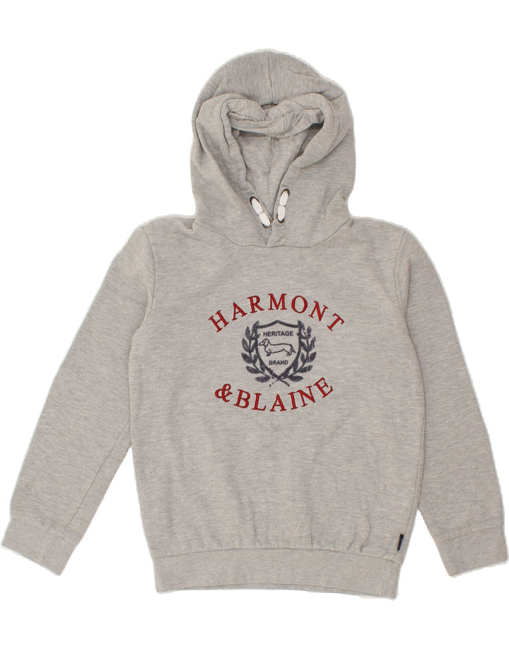 HARMONT & BLAINE Boys Graphic Hoodie Jumper 13-14 Years Grey Cotton Vintage Harmont & Blaine and Second-Hand Harmont & Blaine from Messina Hembry 