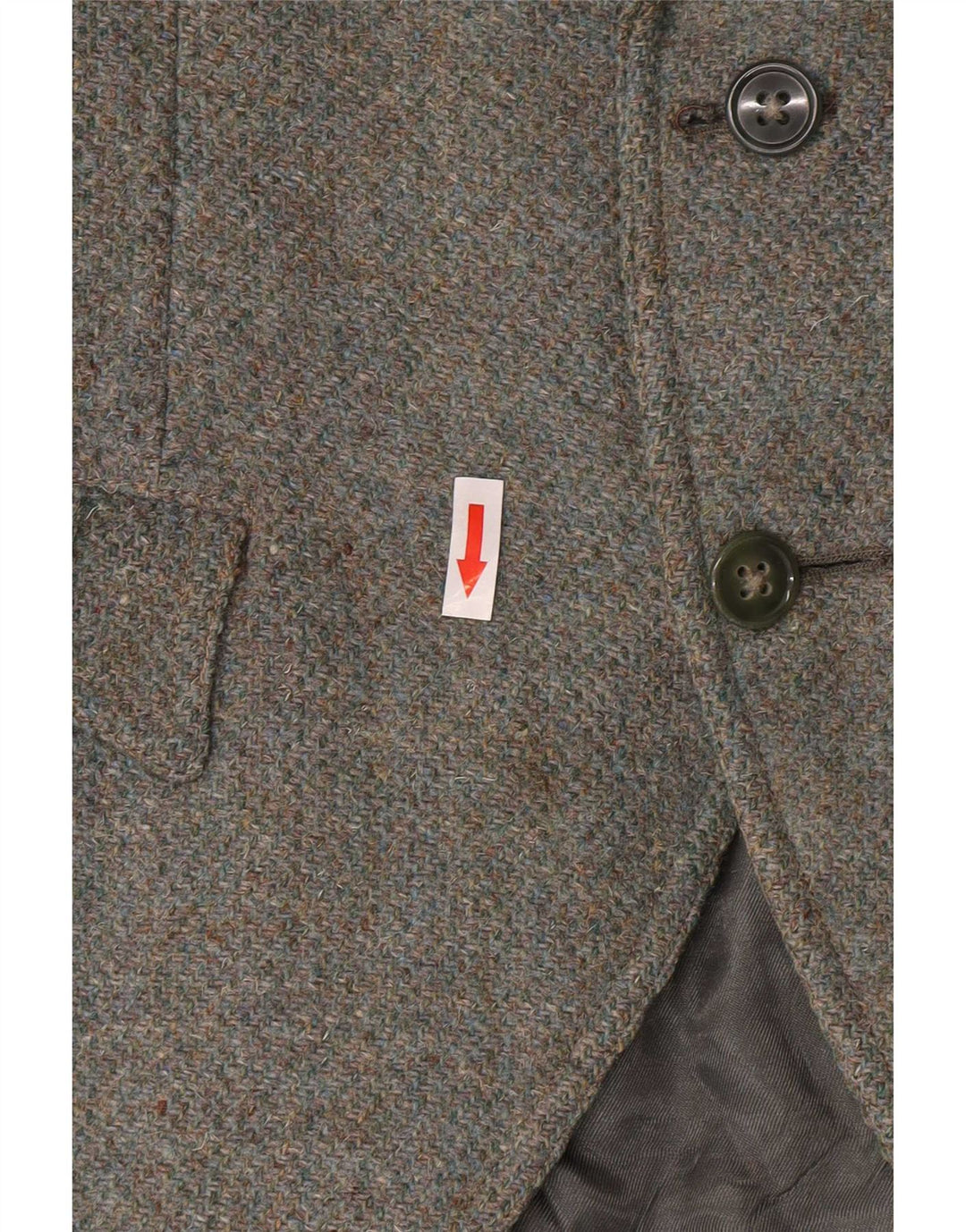 Jaqueta blazer feminina Harris Tweed militar de 2 botões Reino Unido 8 pequena lã cáqui