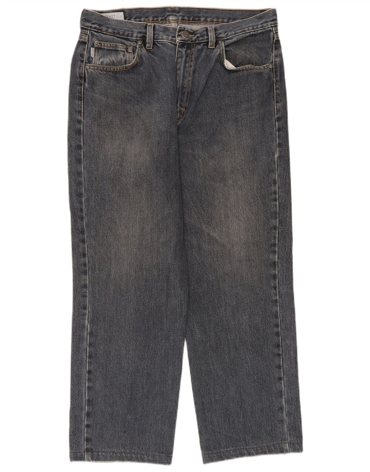 Belfe Calça jeans masculina cortada W33 L26 algodão azul