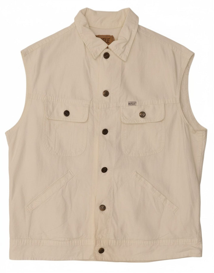 RIFLE Mens Utility Gilet IT 50 Grande Algodão Branco