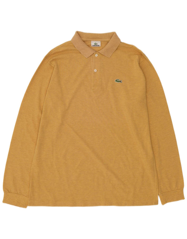 Camisa polo masculina de manga comprida Lacoste tamanho 5 grande algodão amarelo
