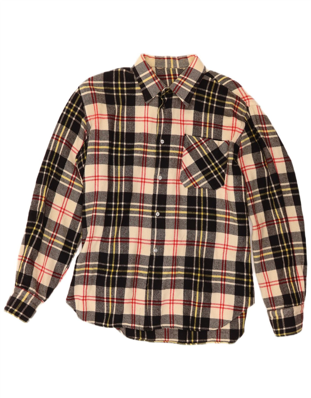 Camisa masculina vintage de flanela média xadrez multicolorida