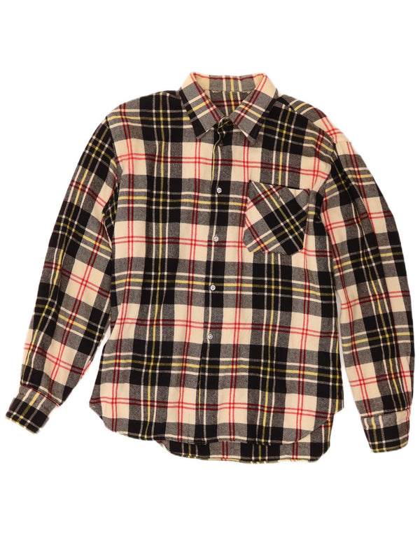 Camisa masculina vintage de flanela média xadrez multicolorida