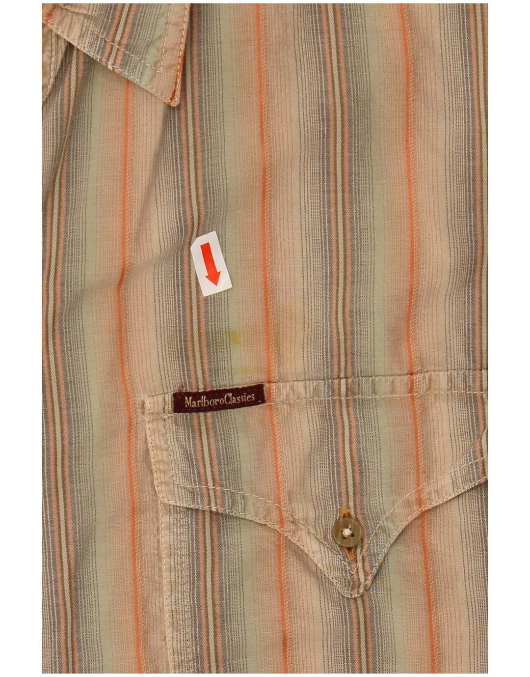 MARLBORO CLASSICS Camisa masculina de manga curta 2XL algodão listrado multicolorido