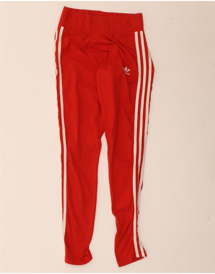 Leggings Adidas Femininas UK 10 Pequenas Elastano Vermelho