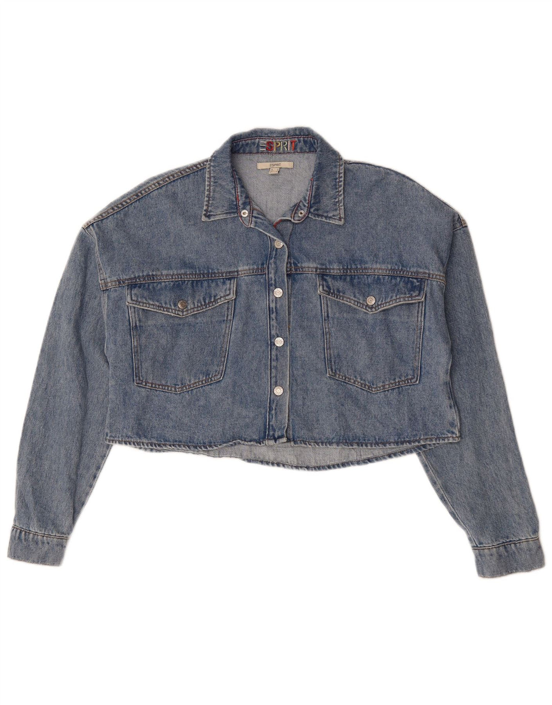 Jaqueta jeans feminina Esprit superdimensionada Reino Unido 10 algodão azul pequeno