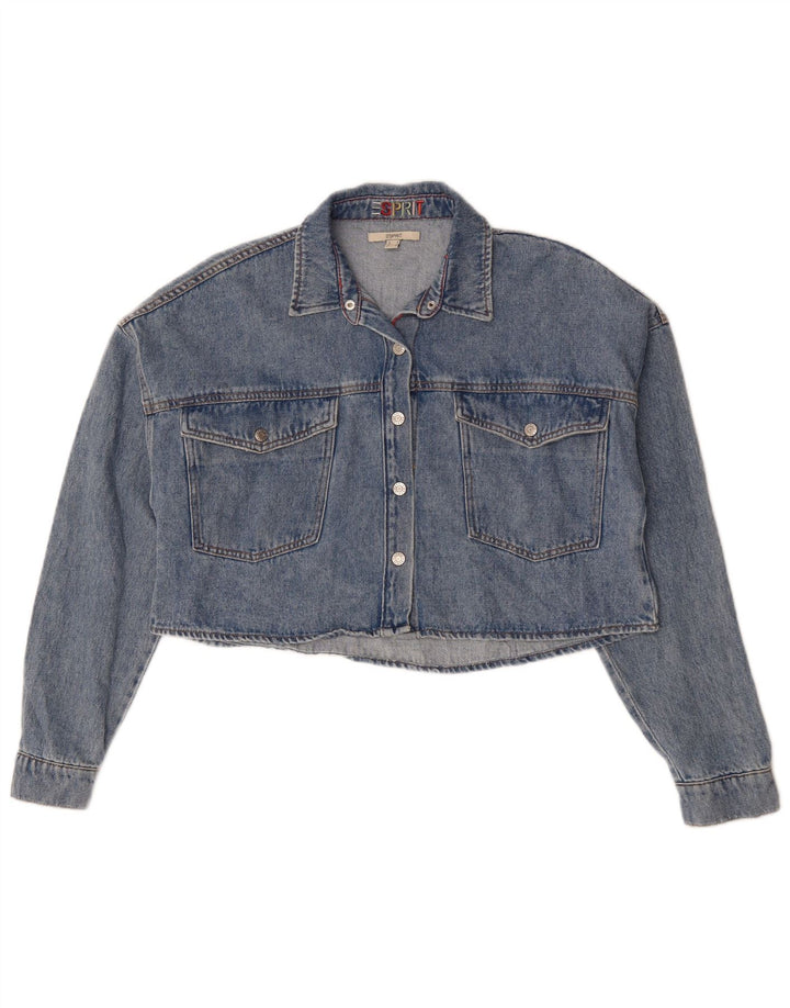 Jaqueta jeans feminina Esprit superdimensionada Reino Unido 10 algodão azul pequeno