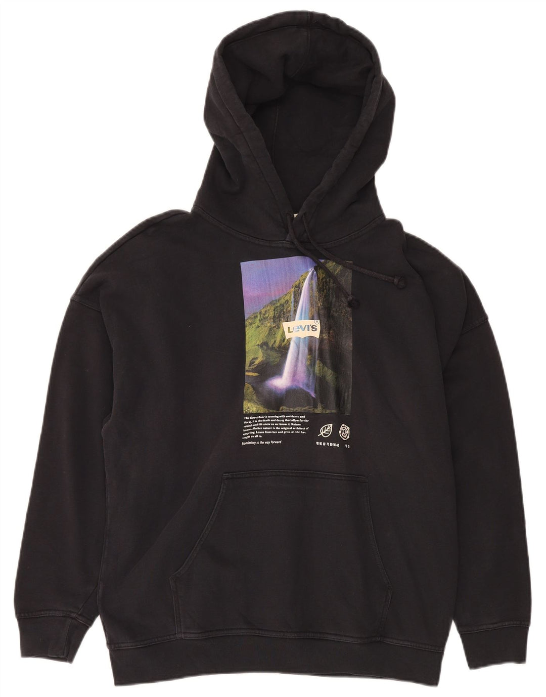 Levi's masculino solto ajuste gráfico moletom com capuz pequeno algodão preto