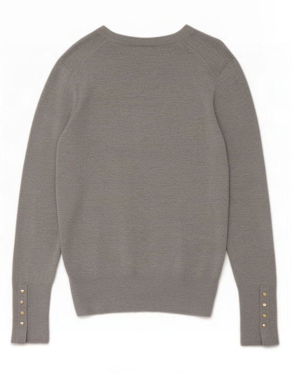 Suéter feminino Zara com gola canoa Reino Unido 14 grande cinza manchado