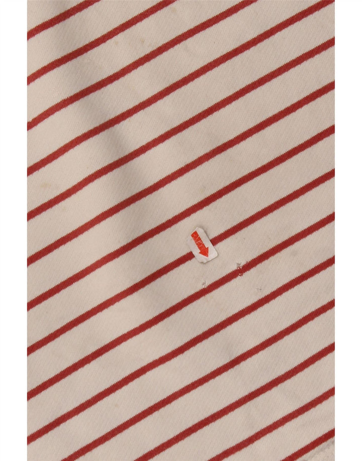 FAT FACE Top feminino de manga comprida Reino Unido 8 pequeno algodão listrado branco