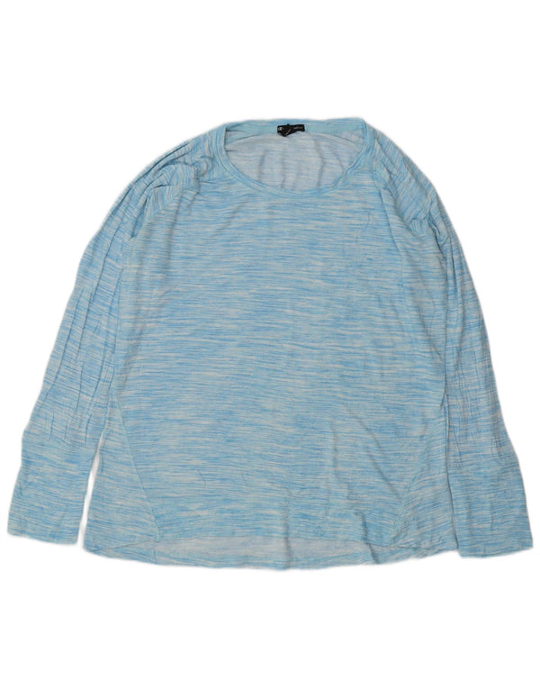 Champion Womens Top Long Sleeve UK 18 XL Blue Flecked Rayon