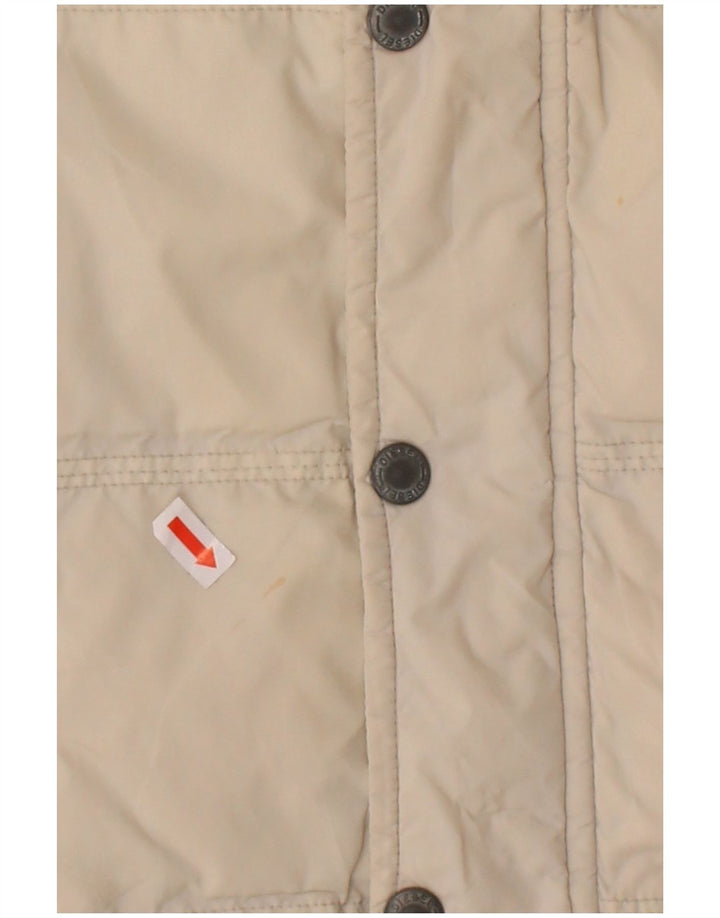 Jaqueta acolchoada com capuz masculina DIESEL UK 38 médio off white poliamida