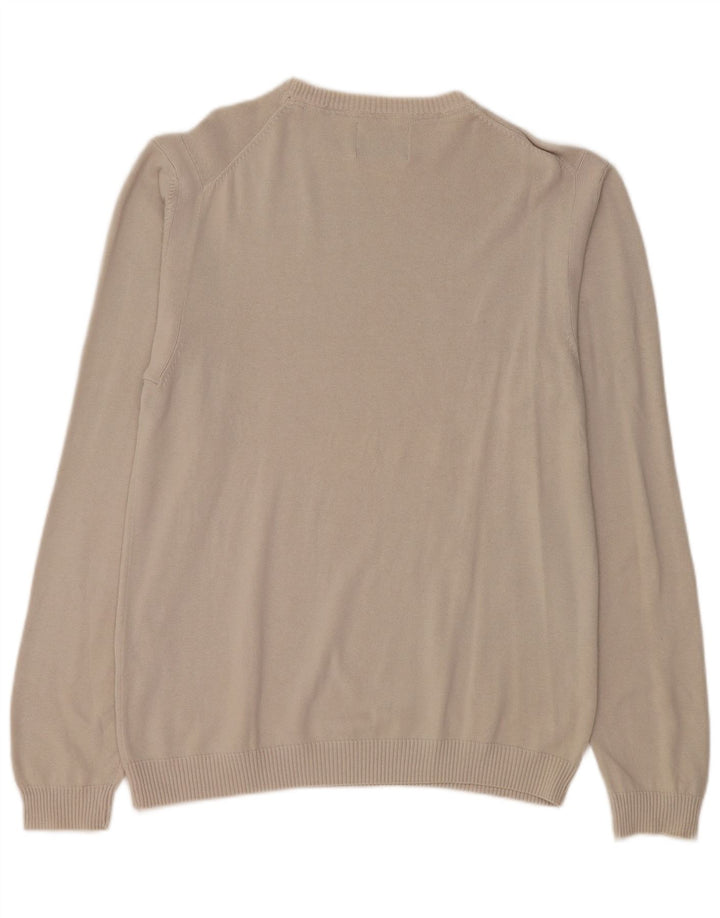 Suéter feminino Guess com gola canoa UK 14 grande cinza