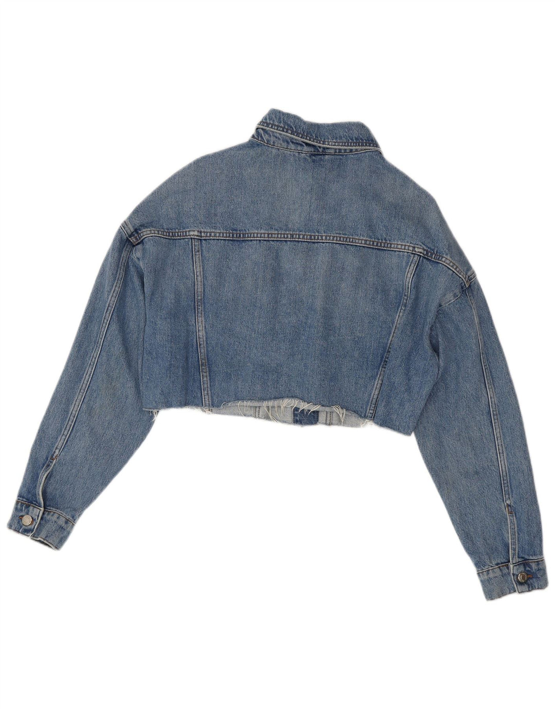 Jaqueta jeans feminina Topshop cropped grande Reino Unido 10 algodão azul pequeno