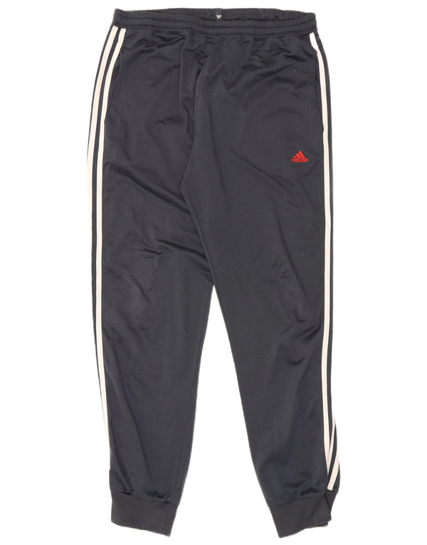 Calça de treino masculina Adidas Joggers UK 42/44 grande azul marinho poliéster