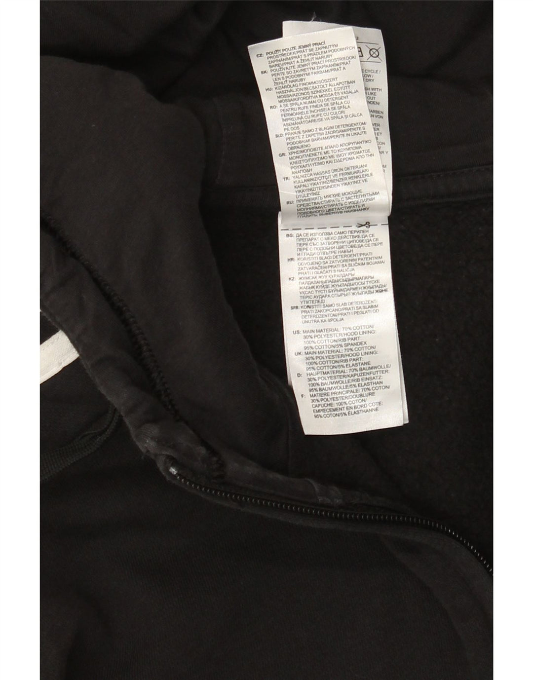 Adidas masculino zip moletom com capuz médio algodão preto