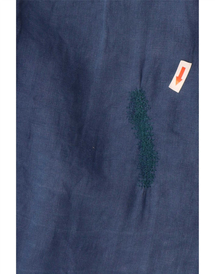 Ralph Lauren Camisa masculina pequena linho azul marinho