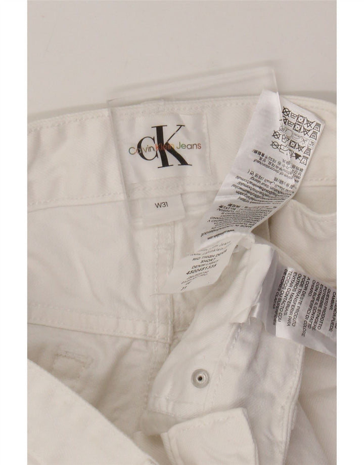 CALVIN KLEIN Shorts jeans masculino gráfico W31 algodão branco médio