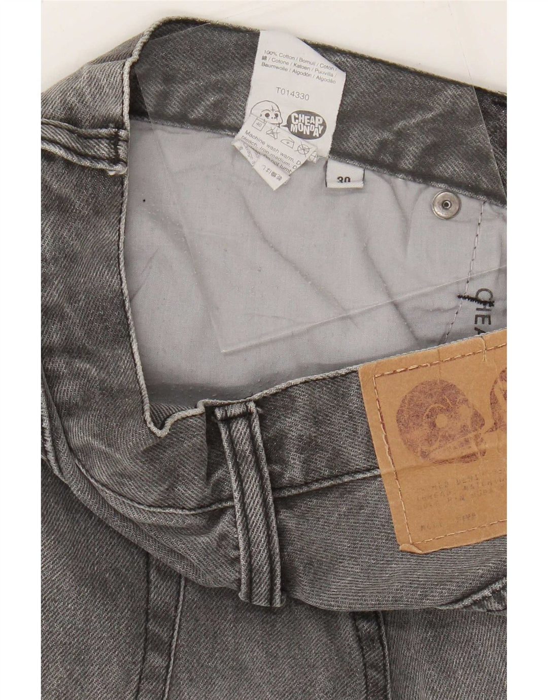 Shorts jeans masculino barato segunda-feira médio W30 algodão cinza
