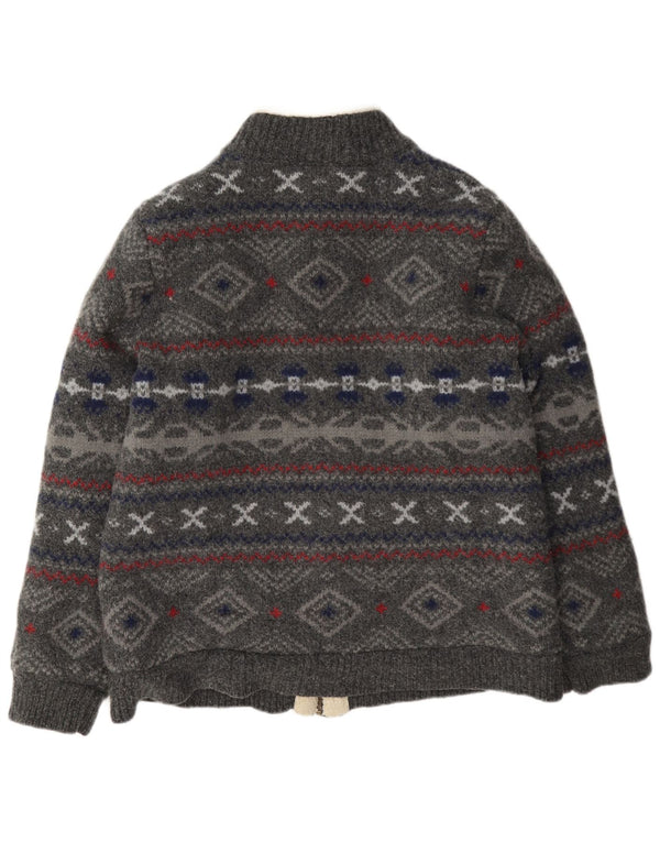 Suéter cardigã masculino Sherpa L.L.Bean 2XL cinza Fair Isle Wool