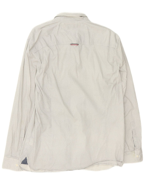 Tommy Hilfiger Mens Slim Fit Camisa XL Branco Geométrico Algodão