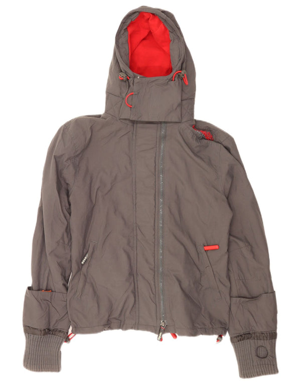 Jaqueta corta-vento com capuz Superdry Womens The Windcheater UK 14 cinza médio
