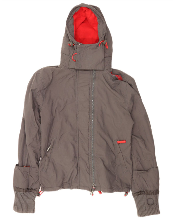 Jaqueta corta-vento com capuz Superdry Womens The Windcheater UK 14 cinza médio