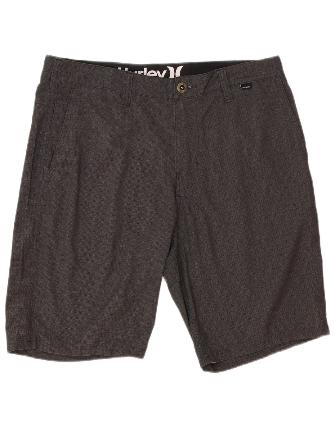 Hurley Mens Chino Shorts W33 Poliéster Geométrico Cinza Médio
