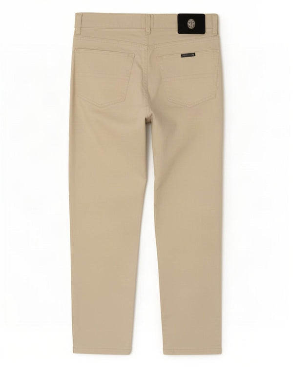 Trussardi Calça masculina reta casual W34 L28 algodão bege