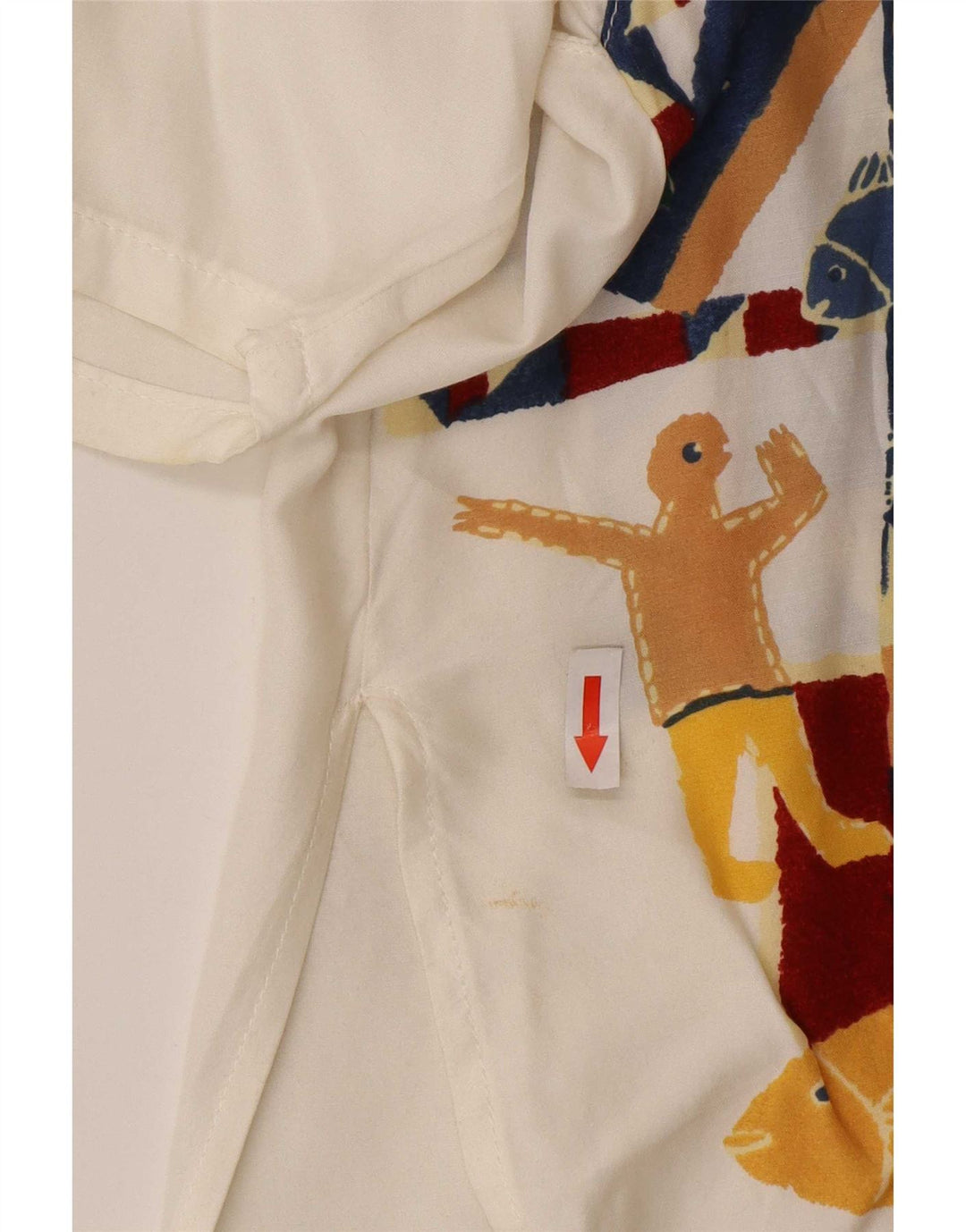 Blusa feminina de manga curta com padrão abstrato ACCORDO Reino Unido 16 grande branca