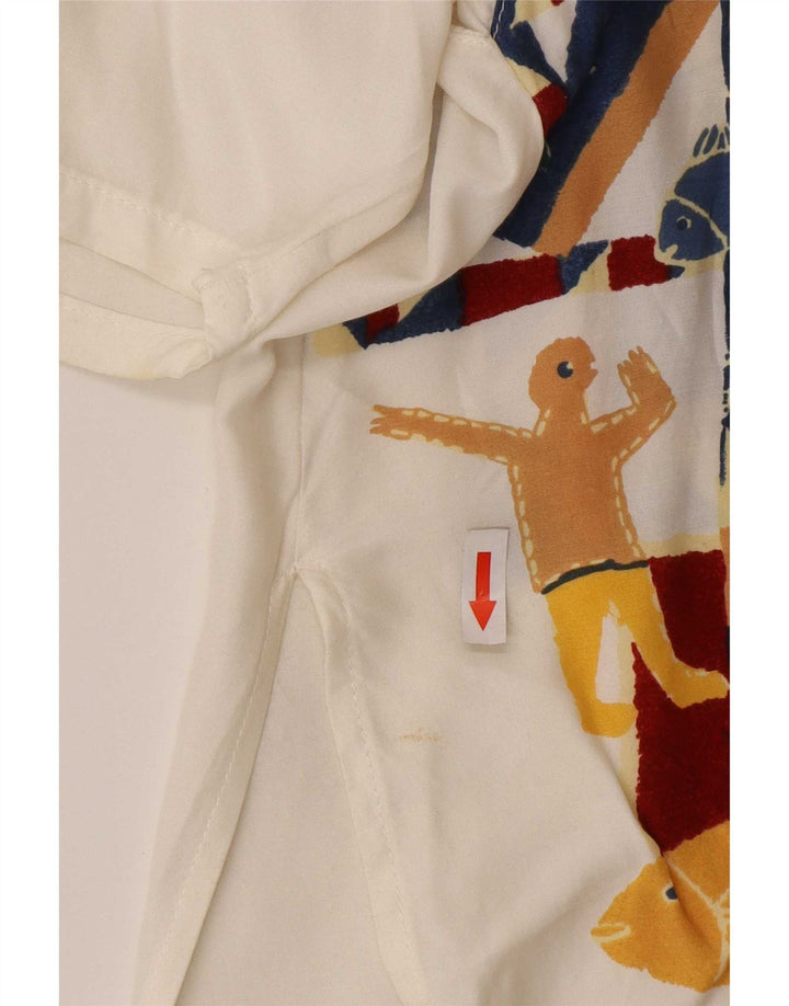 Blusa feminina de manga curta com padrão abstrato ACCORDO Reino Unido 16 grande branca