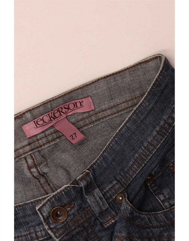 Bermuda jeans feminina Jeckerson W27 pequeno algodão azul