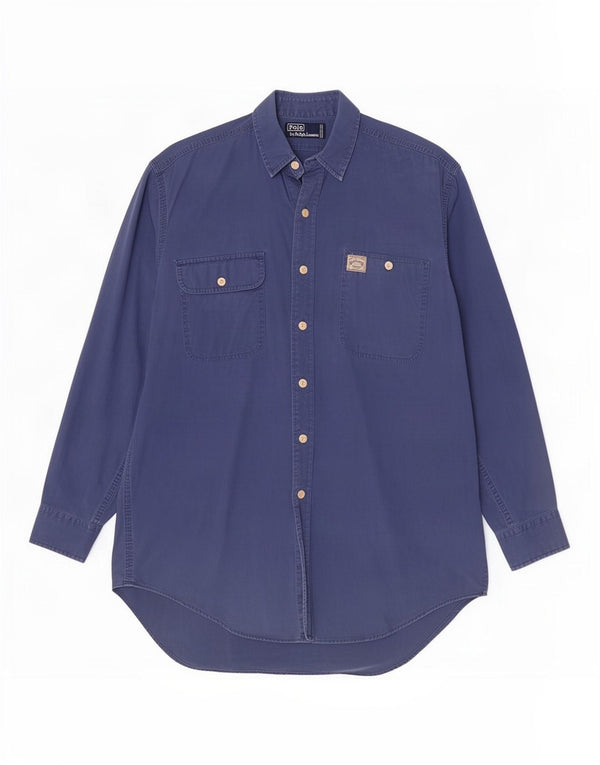 Camisa masculina Polo Ralph Lauren azul médio