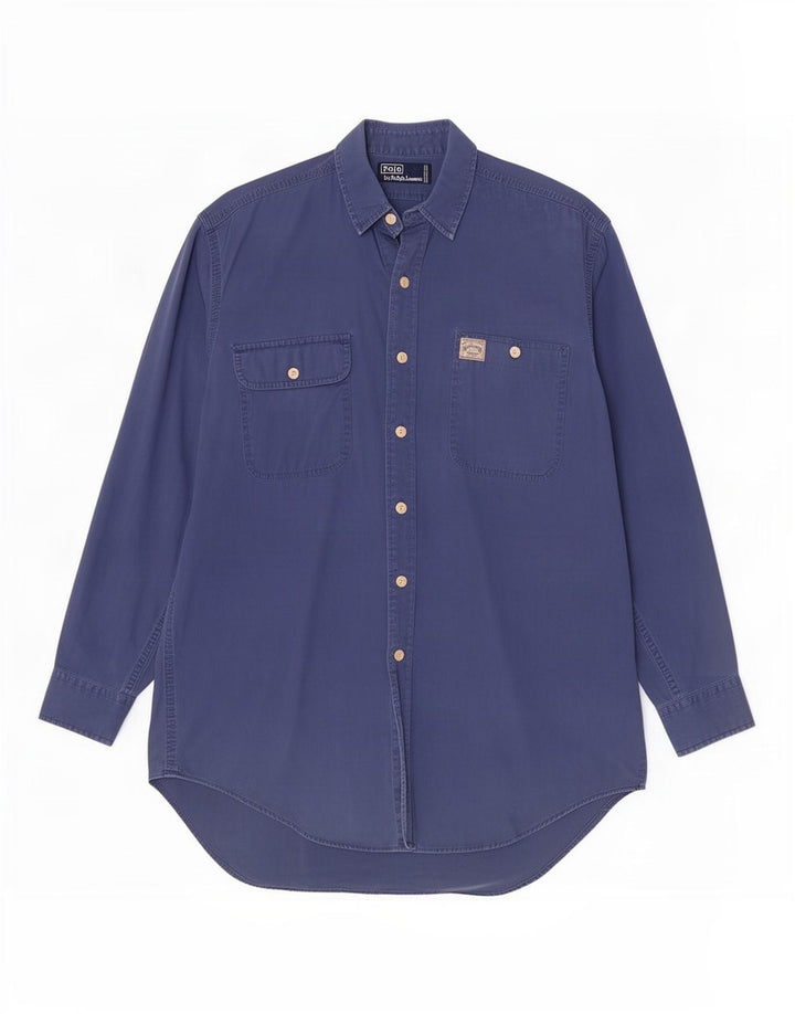 Camisa masculina Polo Ralph Lauren azul médio