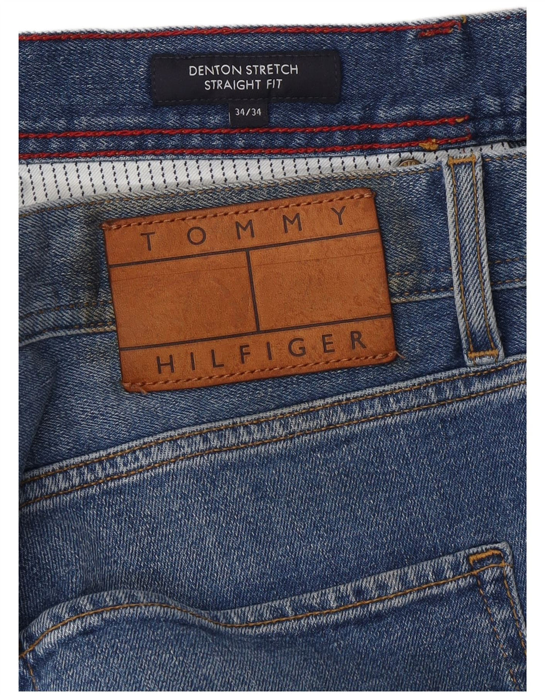 TOMMY HILFIGER Masculino Denton Straight Jeans W34 L34 Azul Algodão