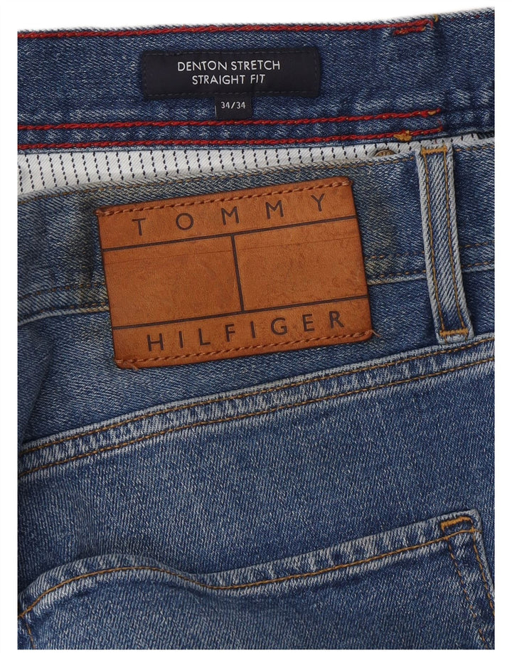 TOMMY HILFIGER Masculino Denton Straight Jeans W34 L34 Azul Algodão
