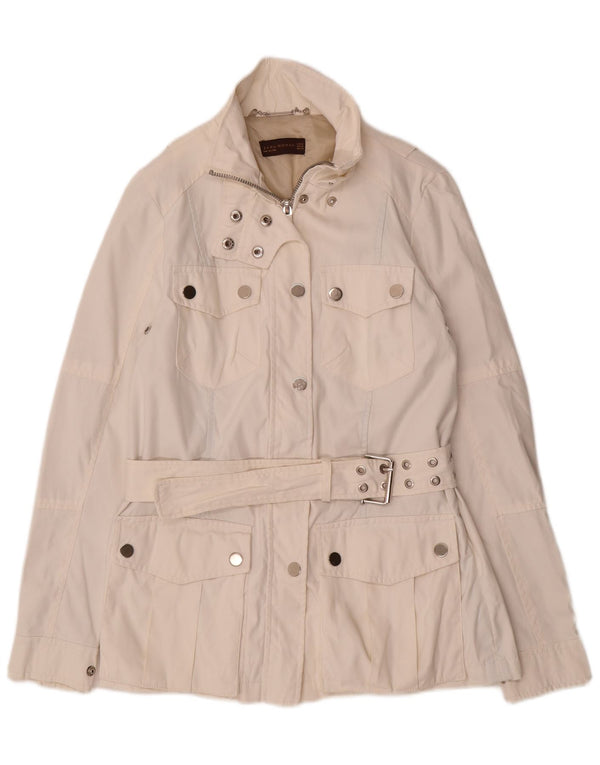 Jaqueta utilitária feminina Zara UK 12 médio off white nylon