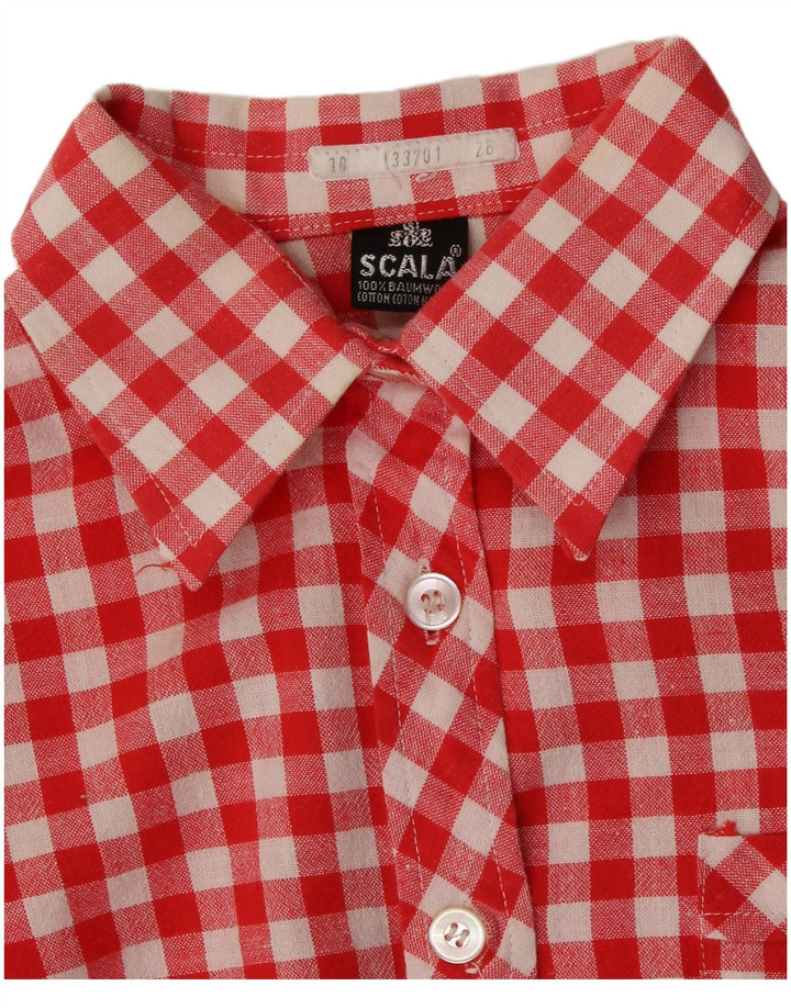 Camisa feminina SCALA UK 10 pequena algodão guingão vermelho