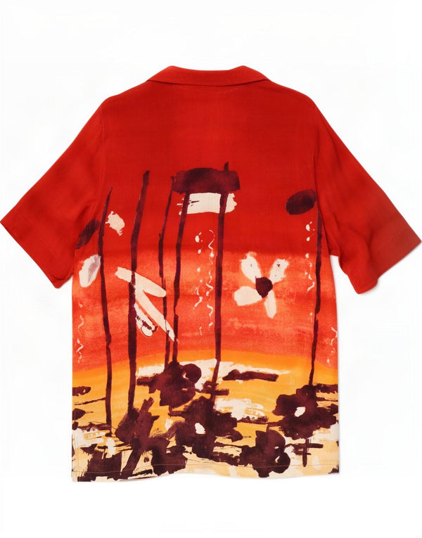 ELENA MIRO Camisa feminina longline havaiana de manga curta Reino Unido 26 5XL vermelho floral