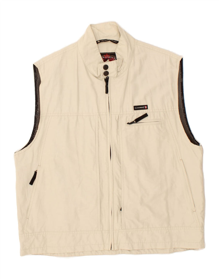 CANADIENS Mens Gilet UK 42 XL Beige Cotton Vintage Canadiens and Second-Hand Canadiens from Messina Hembry 