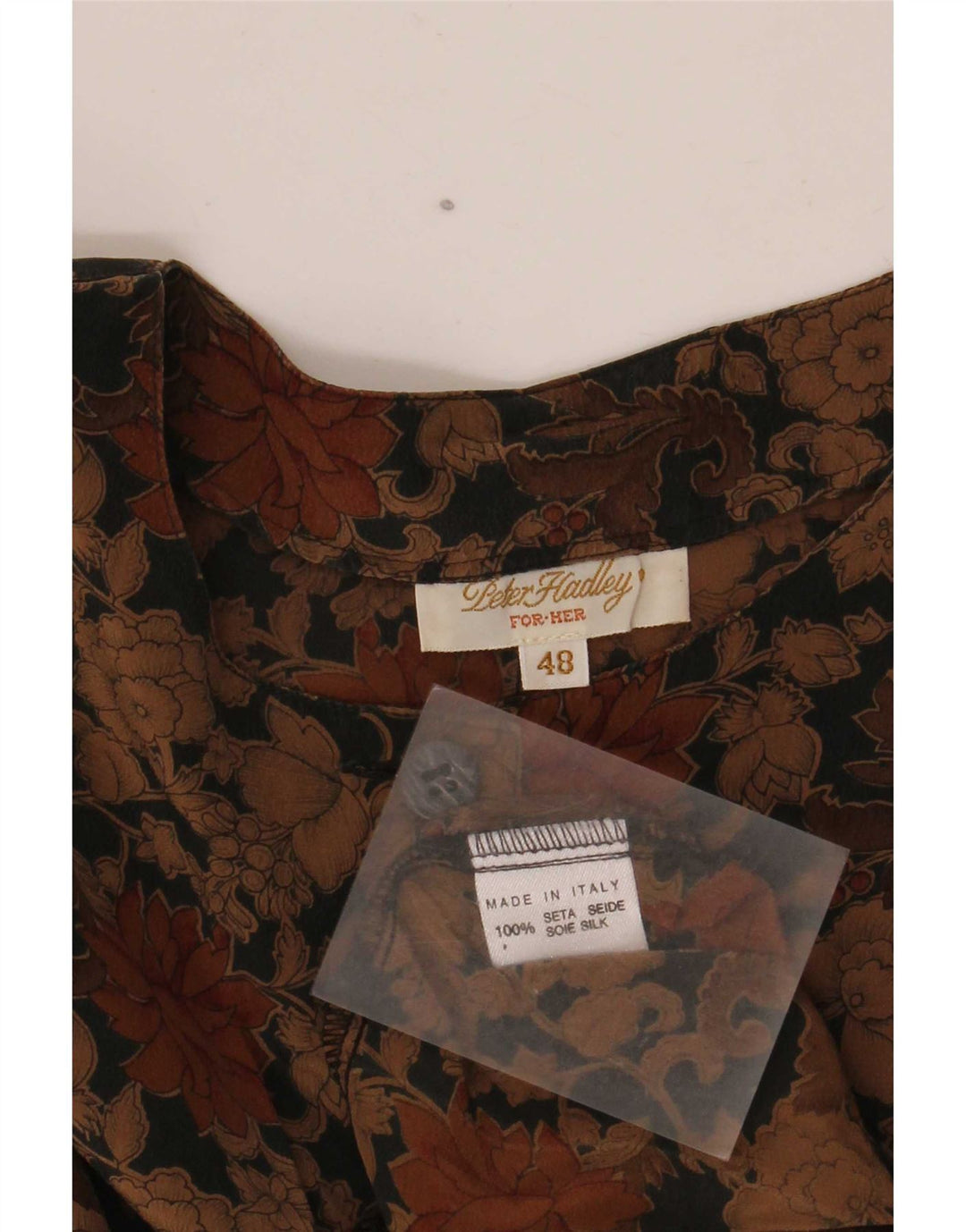 Blusa feminina Peter Hadley IT 48 XL marrom floral seda